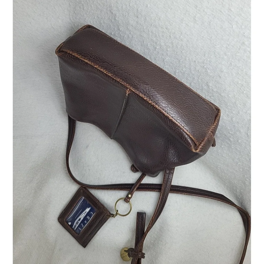 Crazy Horse Cross Body Bag Purse Wallet Faux Leather Brown Gold Western Keychain